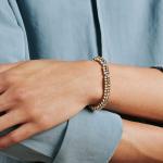 FOPE - Solo Flex'it Armband mit dreifarbigen Goldrondellen und Diamanten